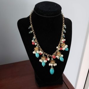 Turquoise tear drops red in gold classy Necklace